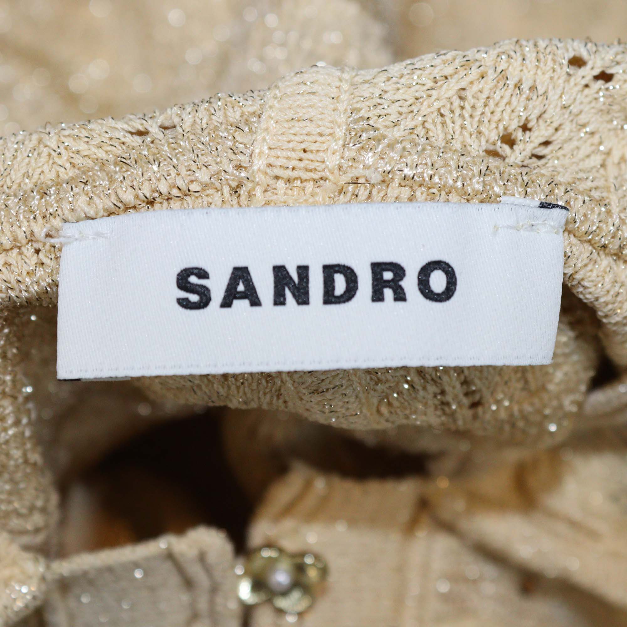Sandro Gold Rhinestone Strass Knit Hooded Cape