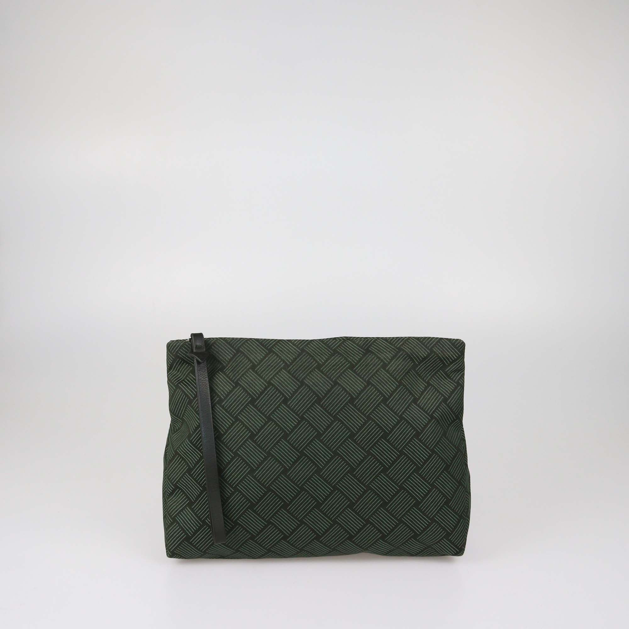 Bottega Veneta Green Intrecciato Print Nylon Wristlet Pouch