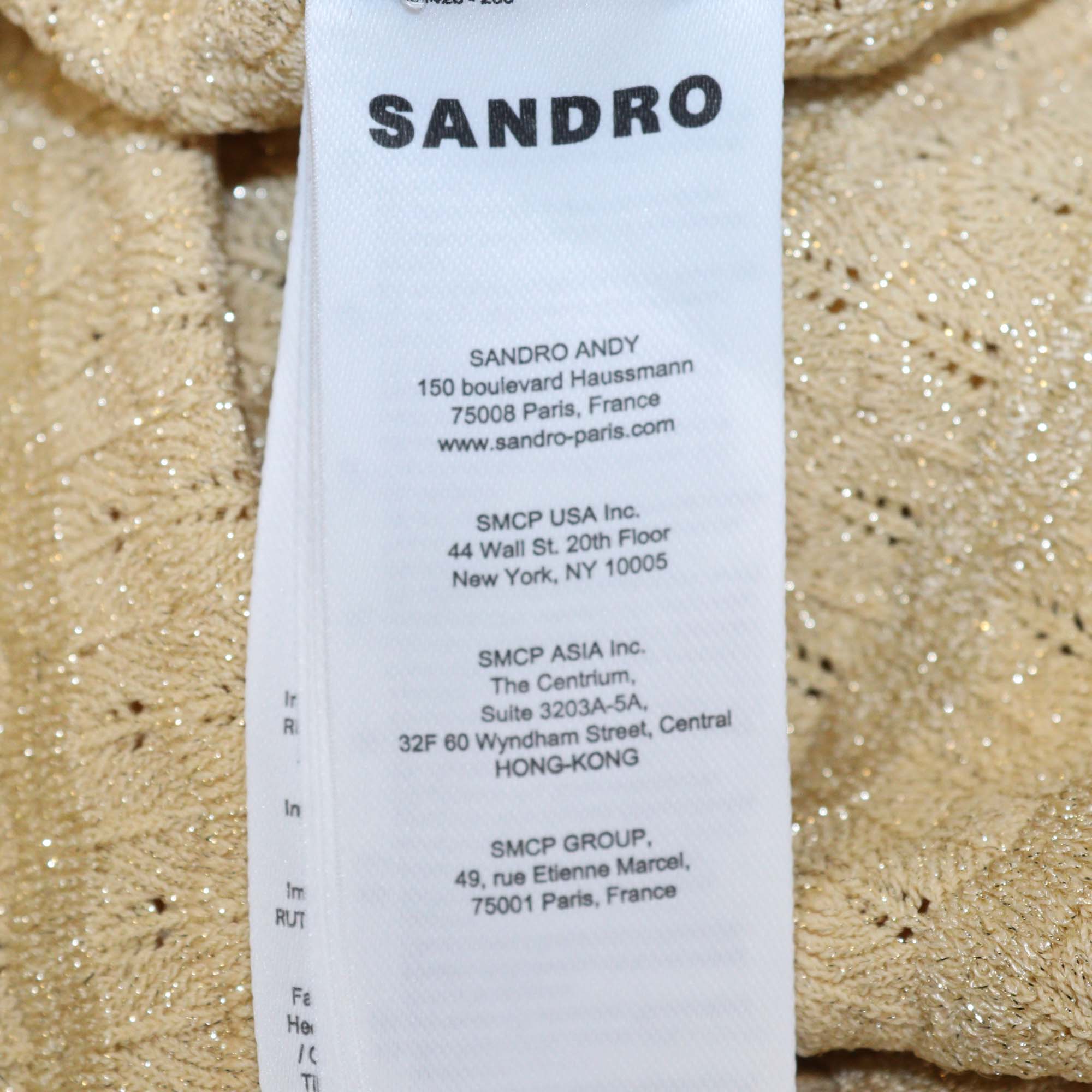 Sandro Gold Rhinestone Strass Knit Hooded Cape