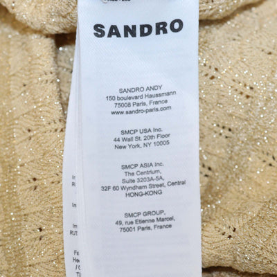 Sandro Gold Rhinestone Strass Knit Hooded Cape
