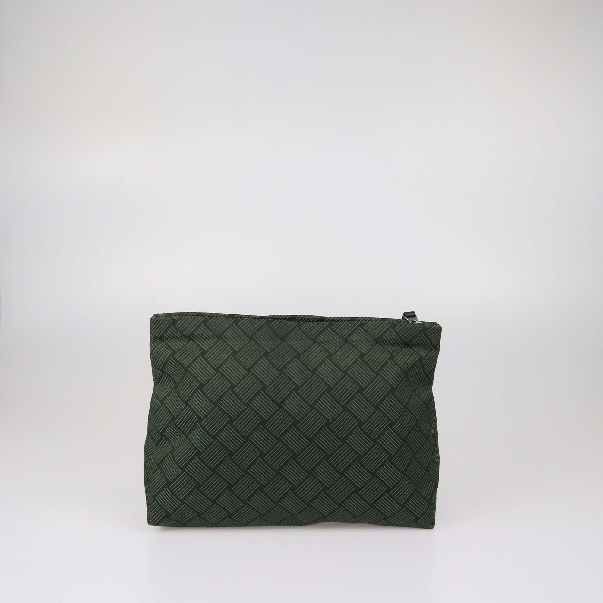 Bottega Veneta Green Intrecciato Print Nylon Wristlet Pouch