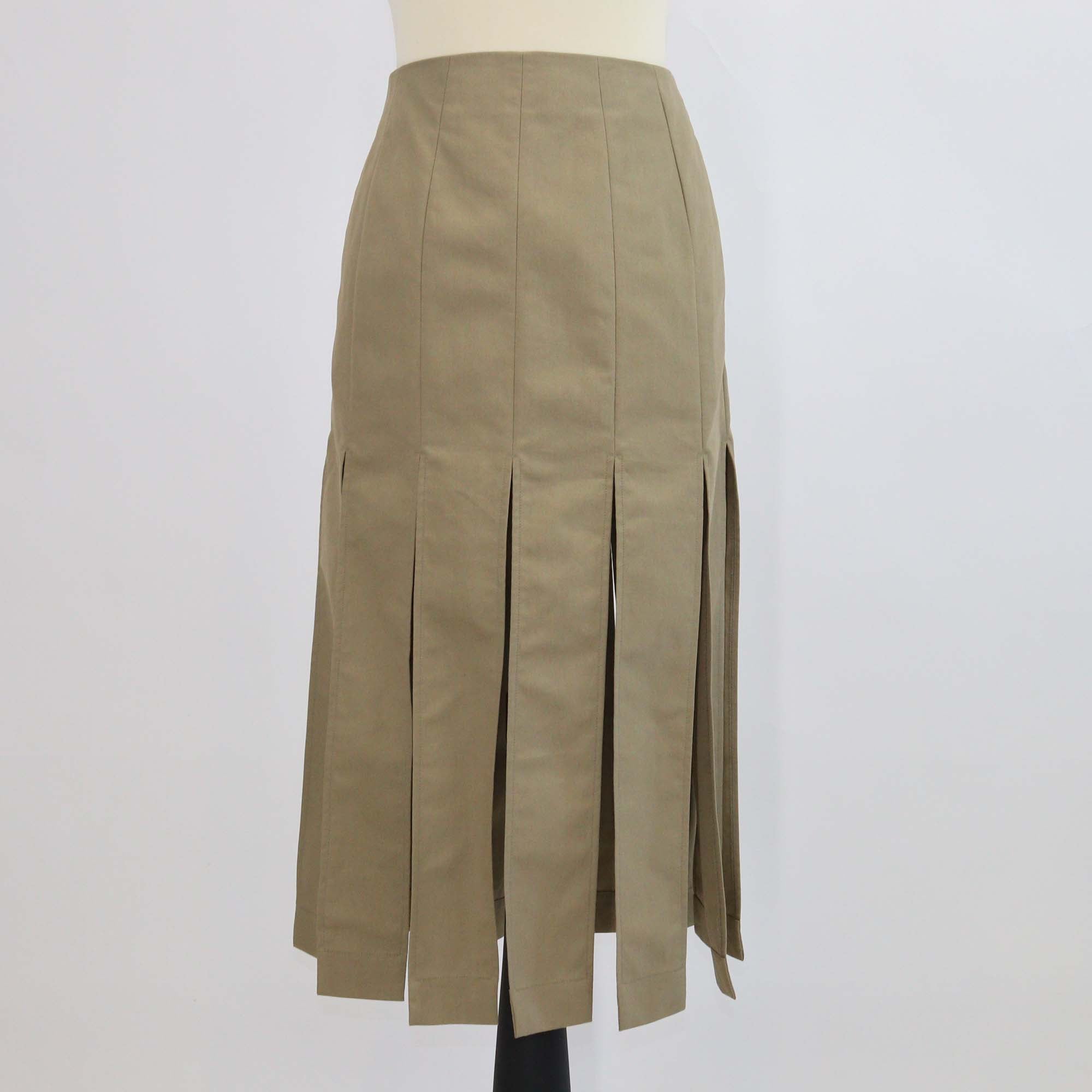 Simone Rocha Khaki Cotton Blended Multi Slit Midi Skirt