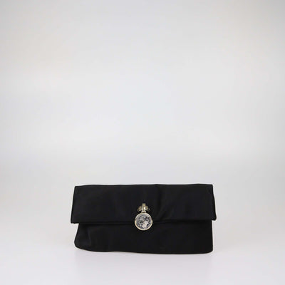 Bvlgari Black Satin Monete Clutch