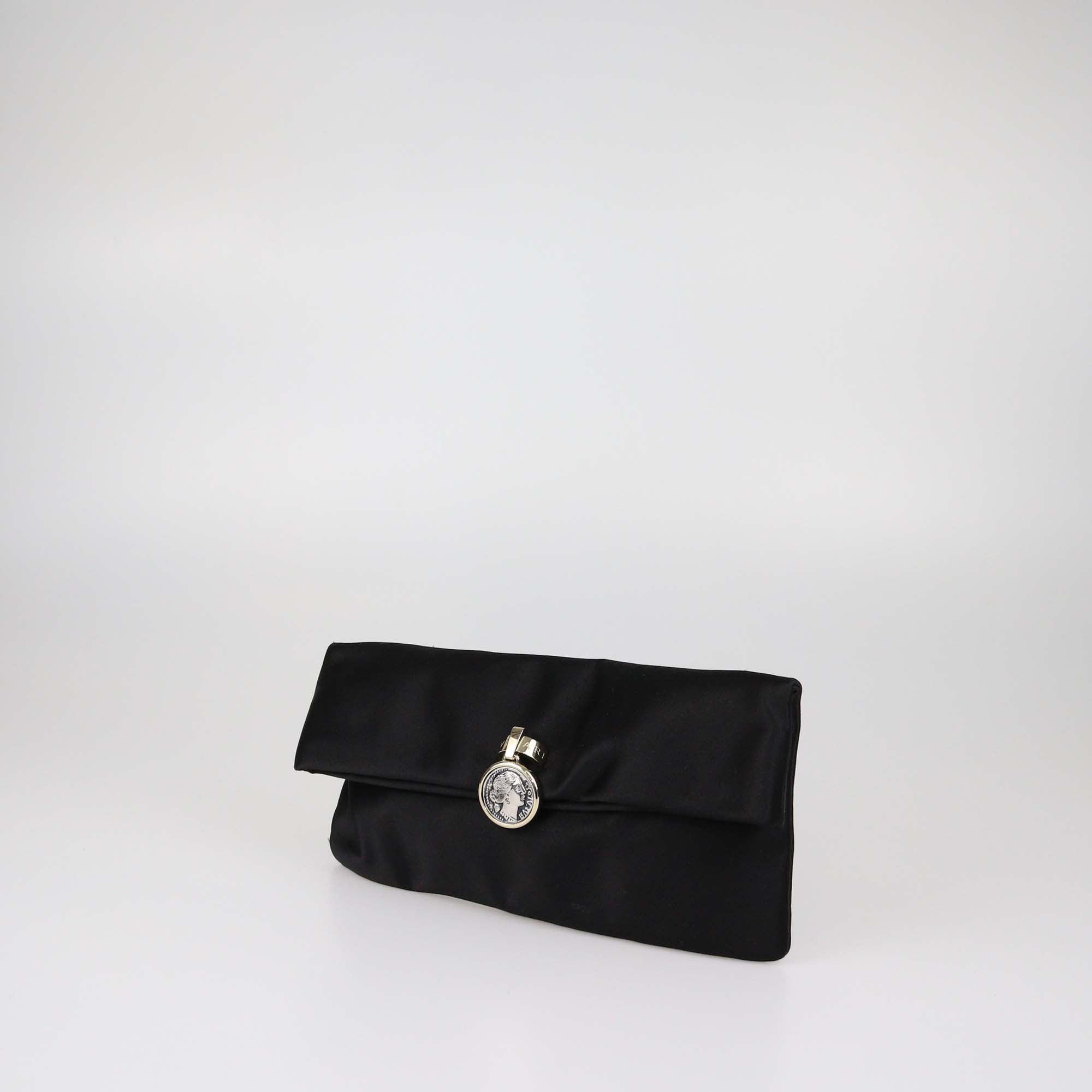 Bvlgari Black Satin Monete Clutch