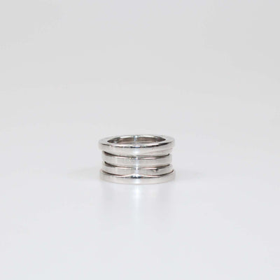 Bvlgari 18K White Gold B.Zero1 Three Band Ring Size 49