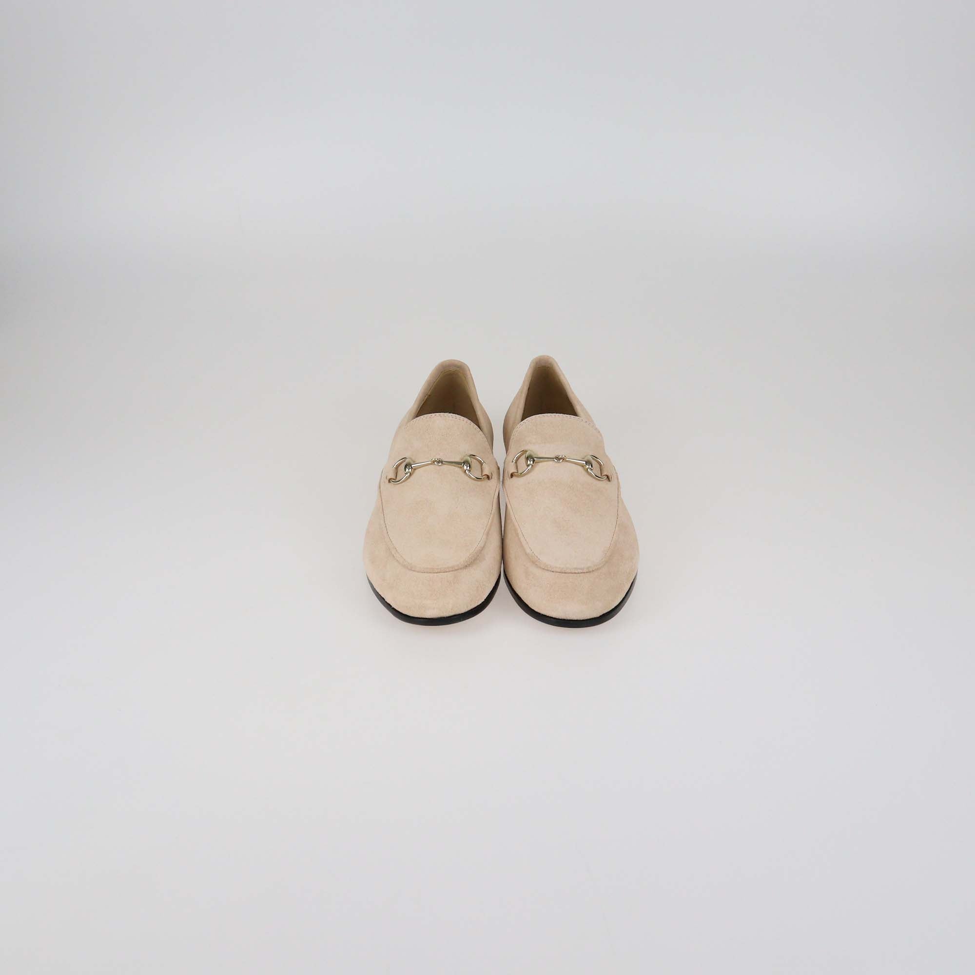 Gucci Pink Sand Suede Jordaan Moccasins