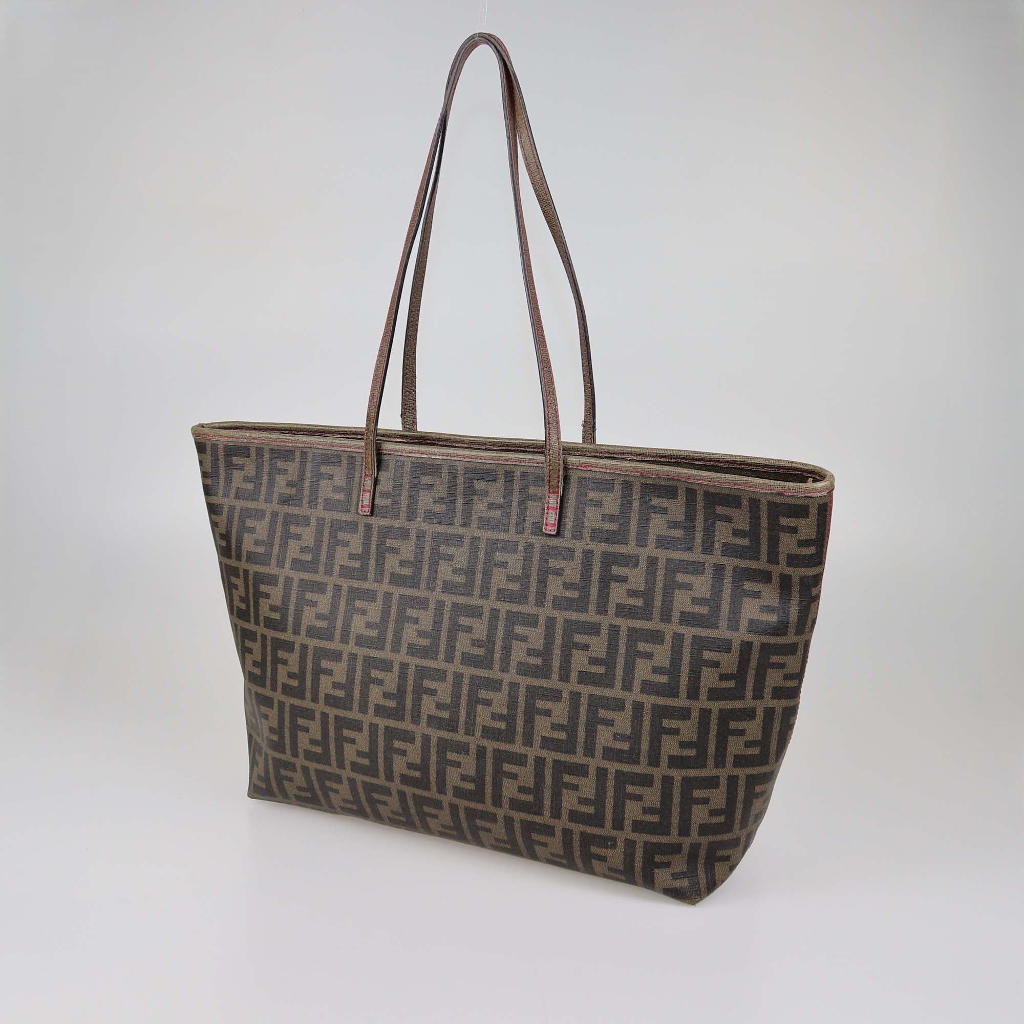 Fendi Tobacco Zucca Coated Canvas Roll Tote