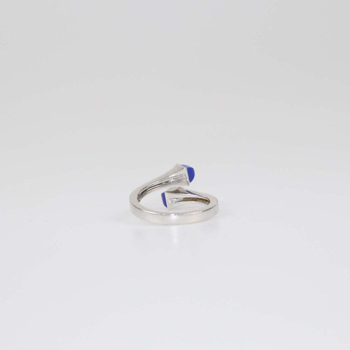 Marli 18K White Gold Lapiz Lazuli Diamond Cleo Wrap Ring Size 6.5 US