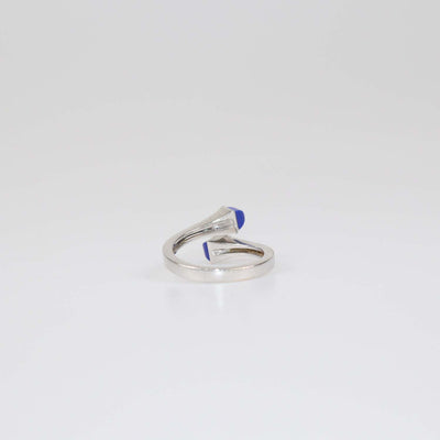 Marli 18K White Gold Lapiz Lazuli Diamond Cleo Wrap Ring Size 6.5 US