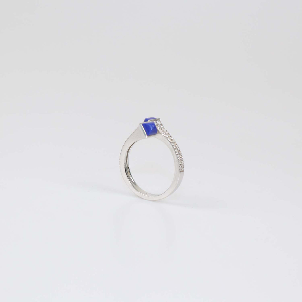 Marli 18K White Gold Lapiz Lazuli Diamond Cleo Wrap Ring Size 6.5 US
