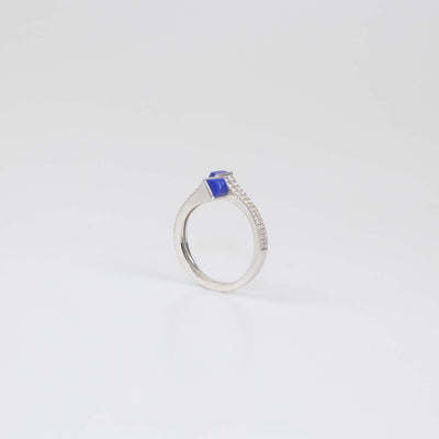 Marli 18K White Gold Lapiz Lazuli Diamond Cleo Wrap Ring Size 6.5 US