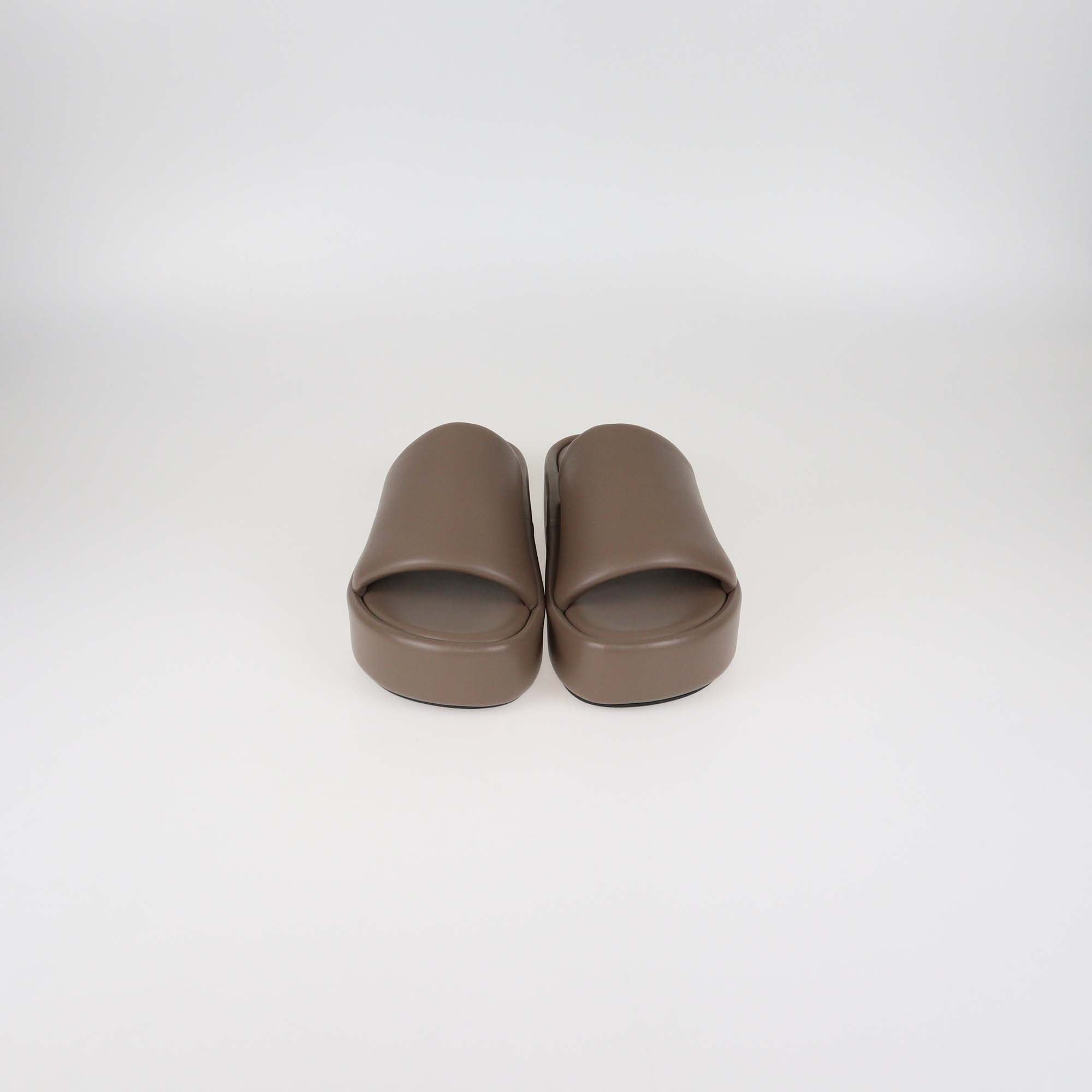 Balenciaga Beige Leather Rise Platform Sandals