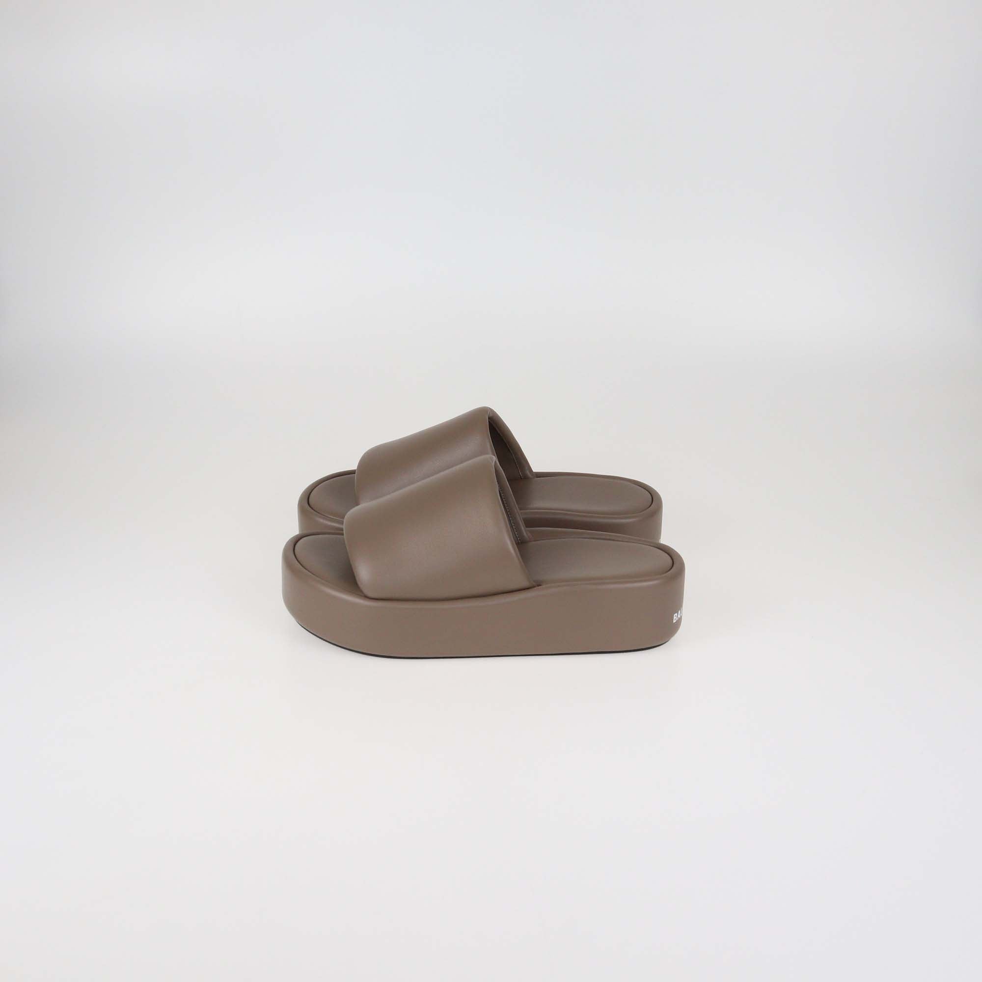 Balenciaga Beige Leather Rise Platform Sandals