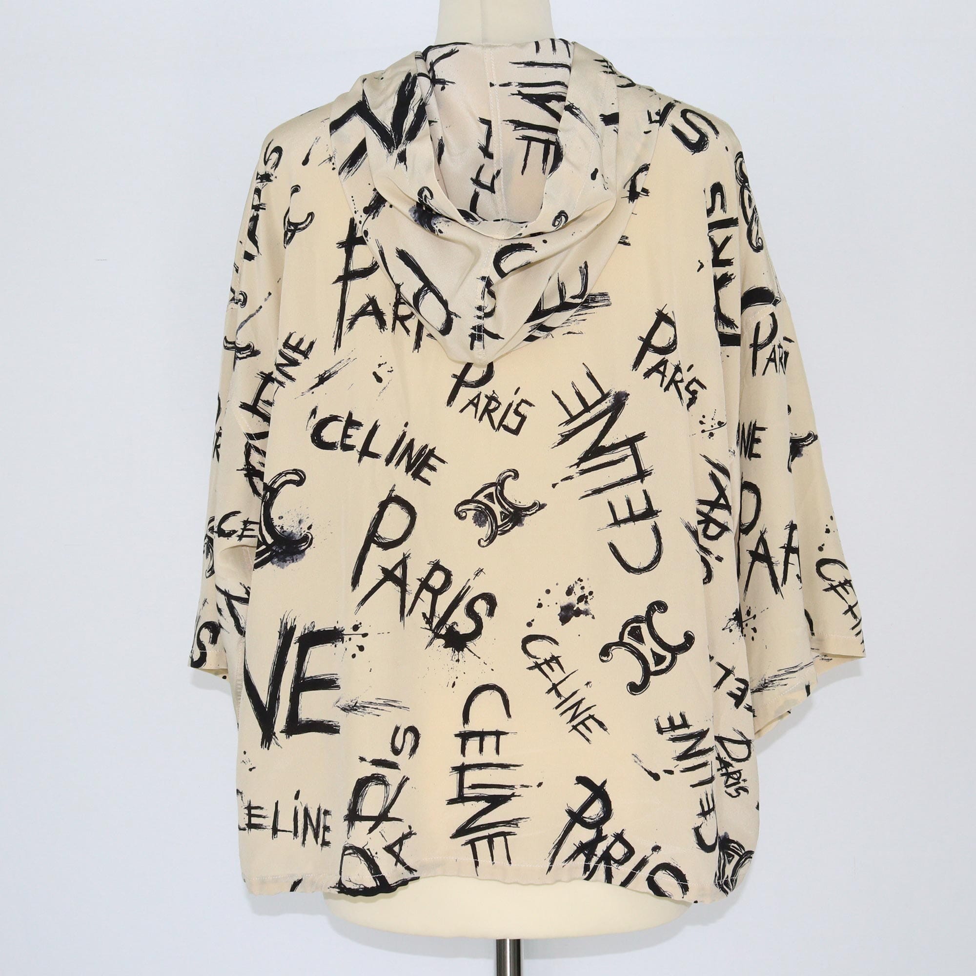 Celine Beige Logo Printed Hoodie Jacket Clothing Celine 