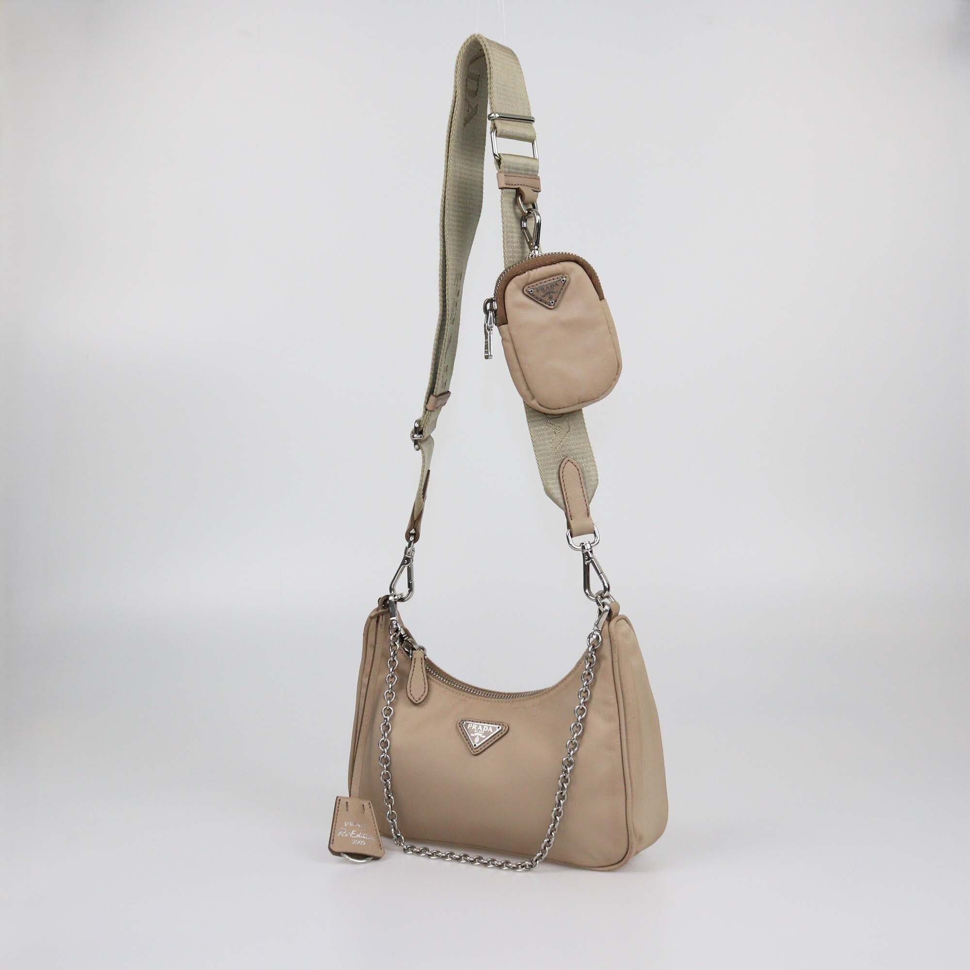 Prada Beige Re-Edition 2005 Baguette Bag Womens Prada 