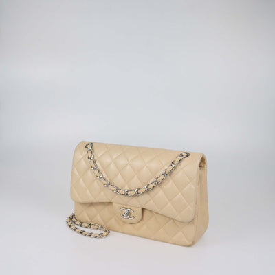 Chanel Beige Quilted Leather Jumbo Classic Double Flap Bag
