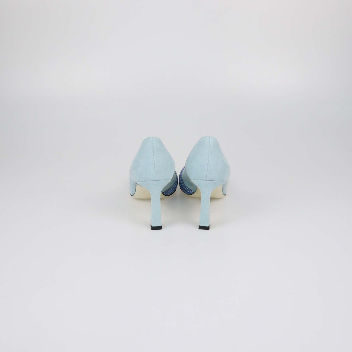 Pollini Sky Blue Suede Bling Bling Pumps