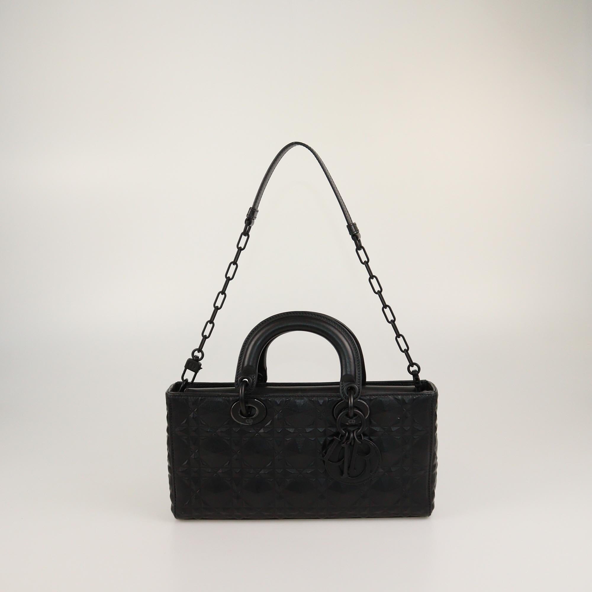 Christian Dior Black Ultramatte Cannage Diamond Medium Lady D-Joy Top Handle Bag Womens Christian Dior 