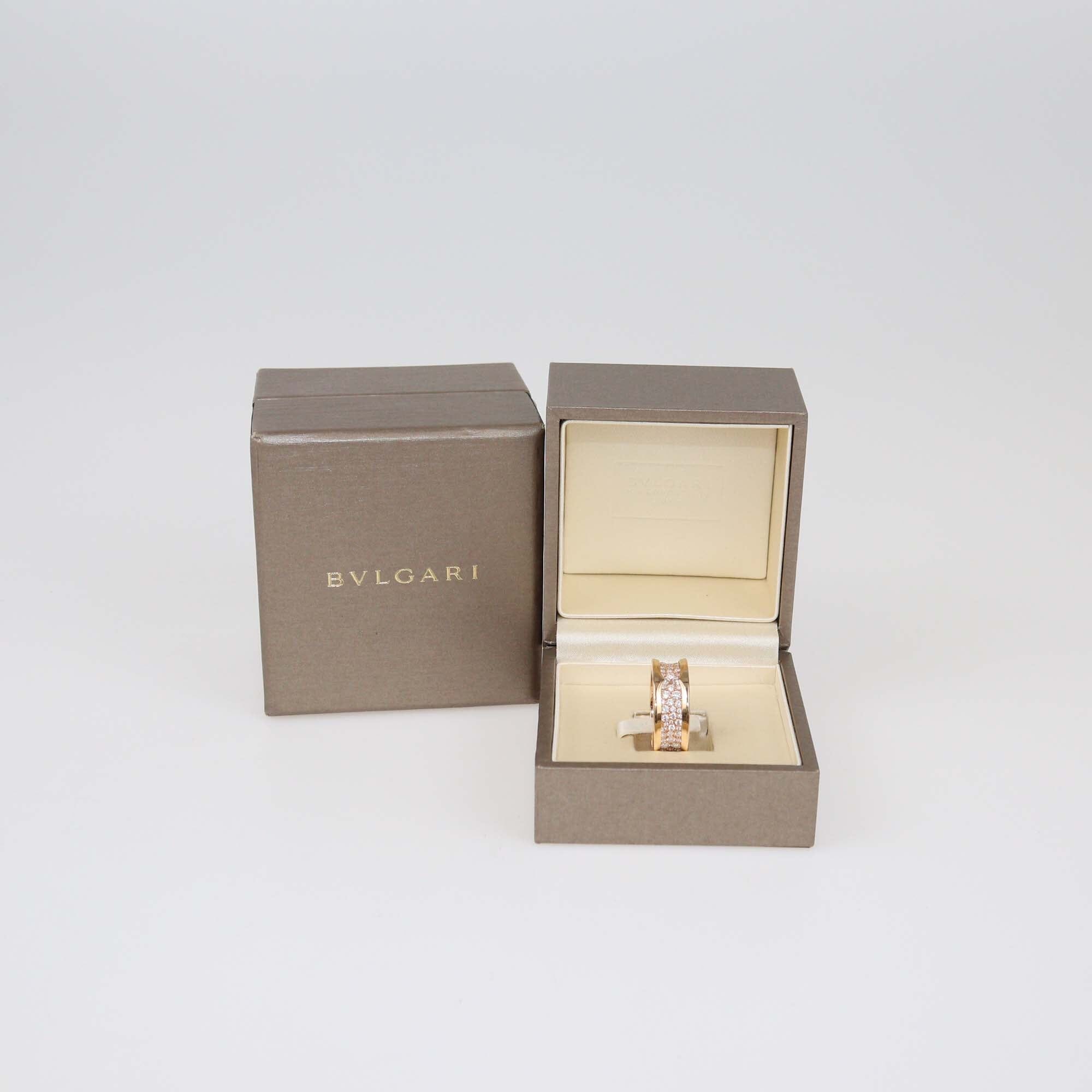 Bvlgari B.Zero1 Diamonds 18k Rose Gold Ring Size 56 Womens Bvlgari 