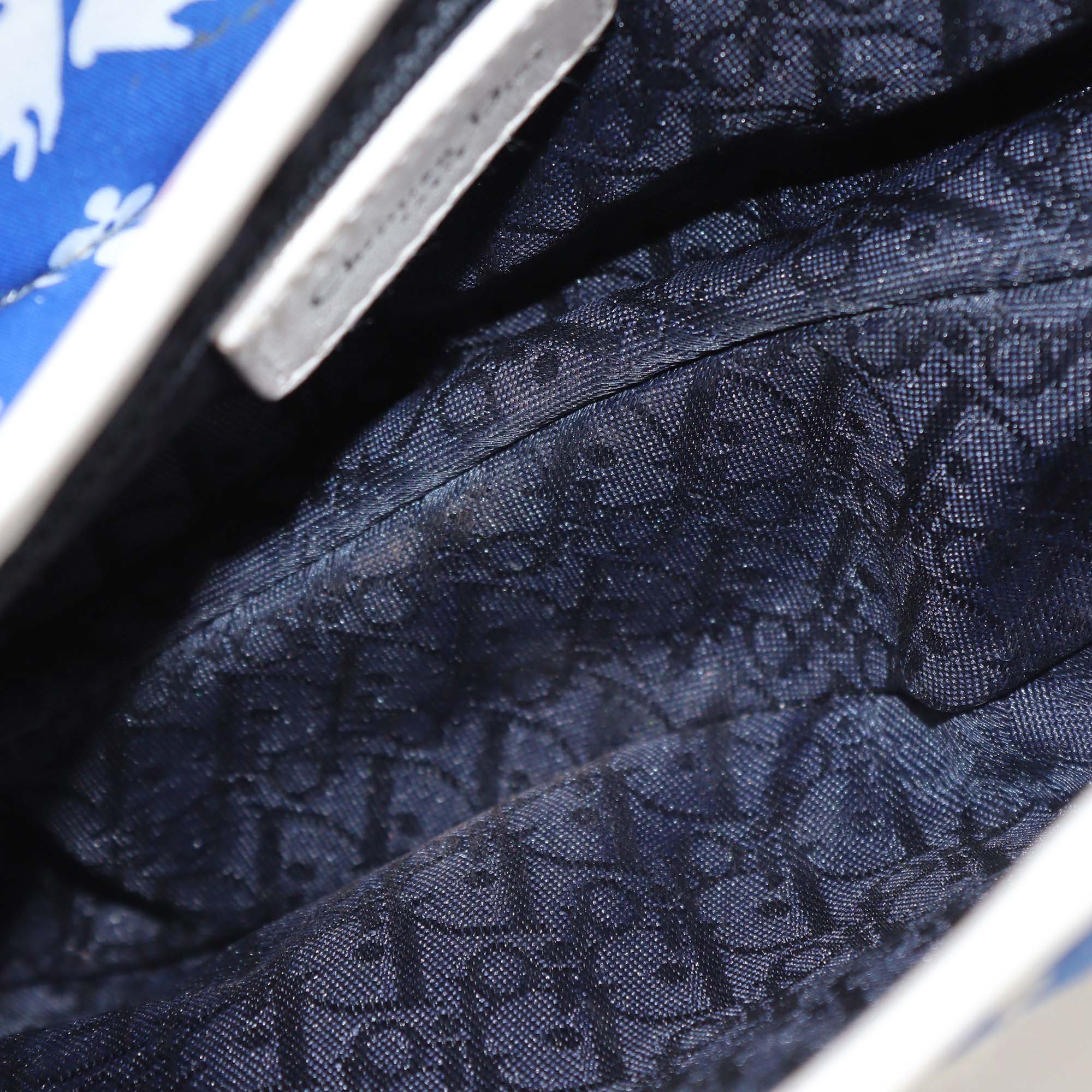 Christian Dior Blue/White Printed Fabric Saddle Bag