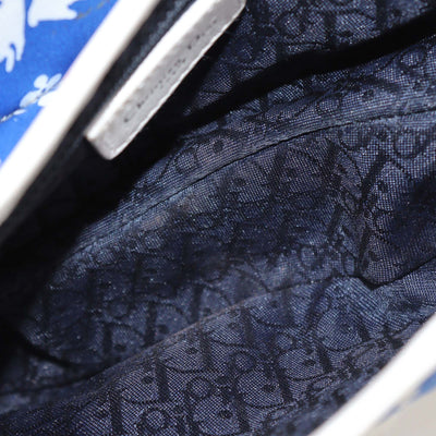 Christian Dior Blue/White Printed Fabric Saddle Bag
