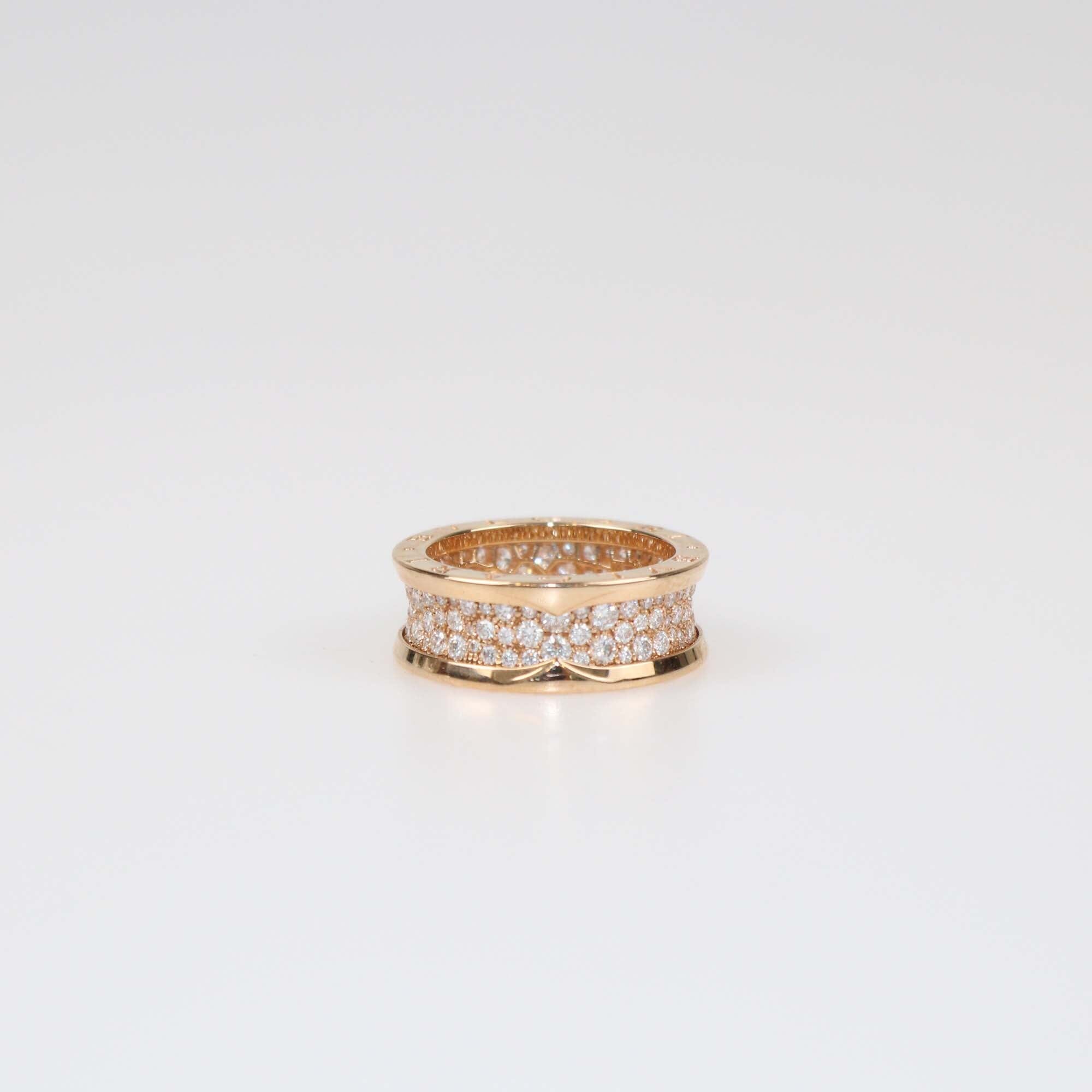 Bvlgari B.Zero1 Diamonds 18k Rose Gold Ring Size 56 Womens Bvlgari 