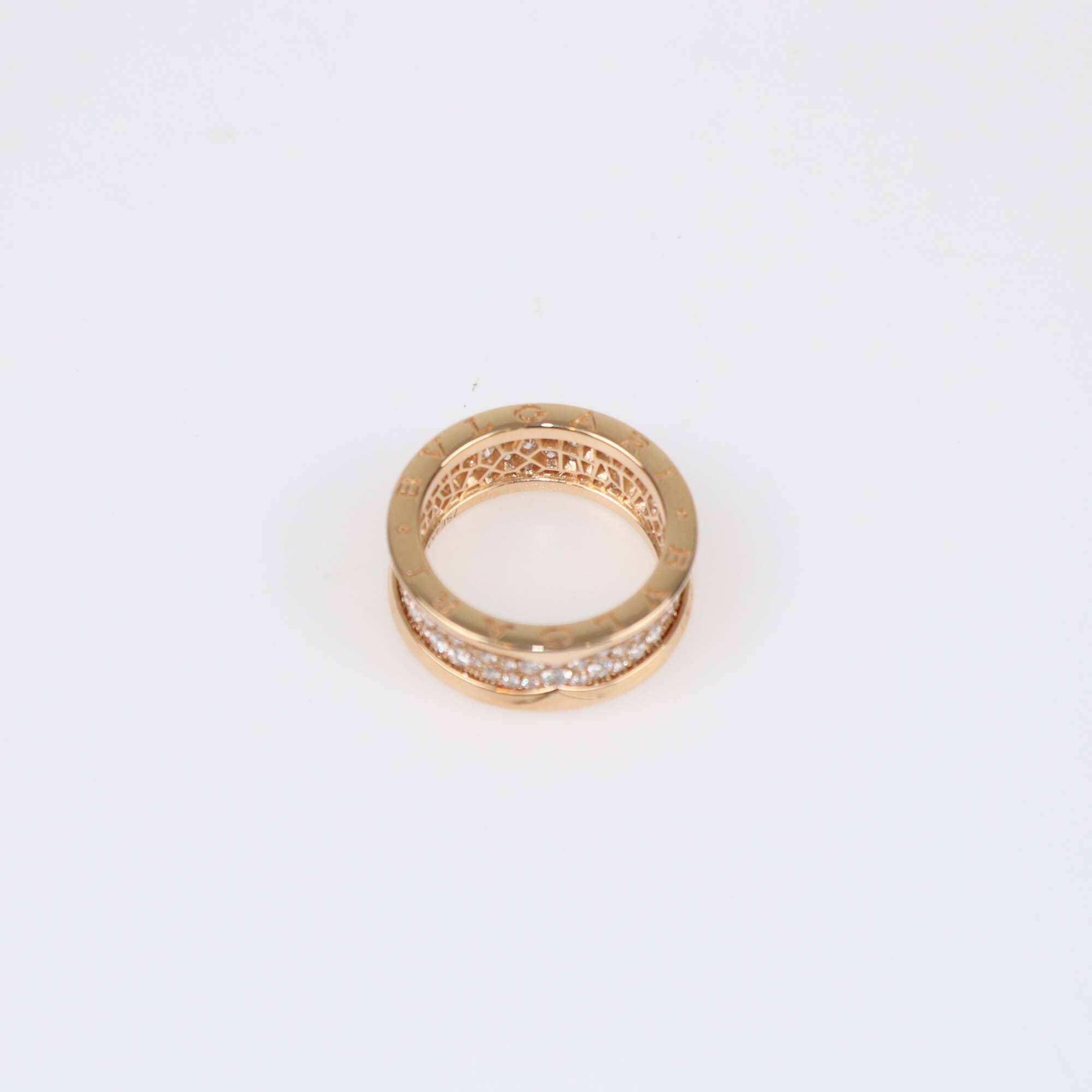 Bvlgari B.Zero1 Diamonds 18k Rose Gold Ring Size 56 Womens Bvlgari 