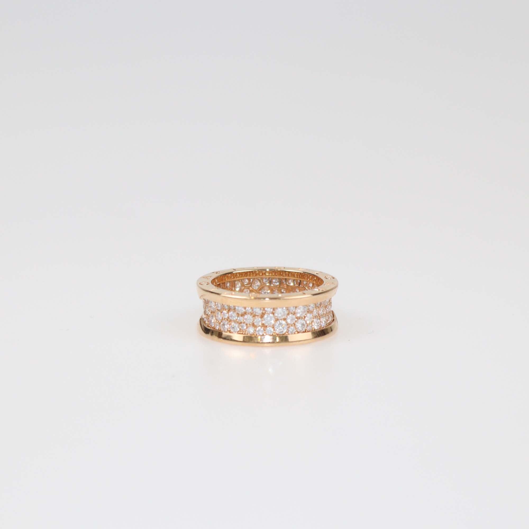 Bvlgari B.Zero1 Diamonds 18k Rose Gold Ring Size 56 Womens Bvlgari 