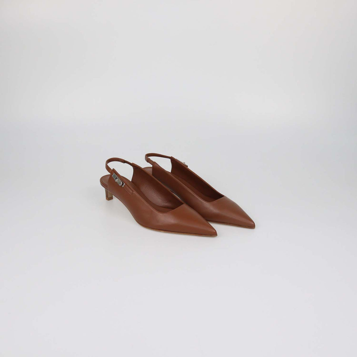 Hermes Gold Leather Lover 40 Slingback Pumps