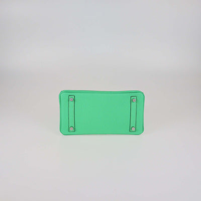Hermes Vert Comic Togo Leather Palladium Hardware Birkin 25 Bag