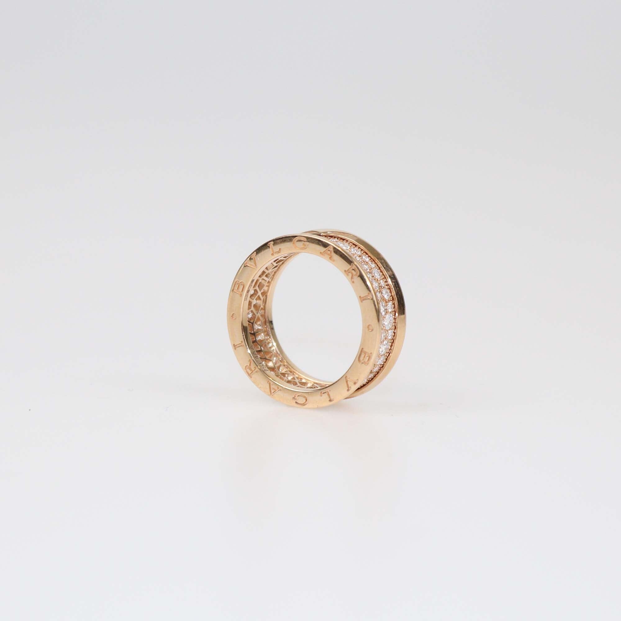 Bvlgari B.Zero1 Diamonds 18k Rose Gold Ring Size 56 Womens Bvlgari 