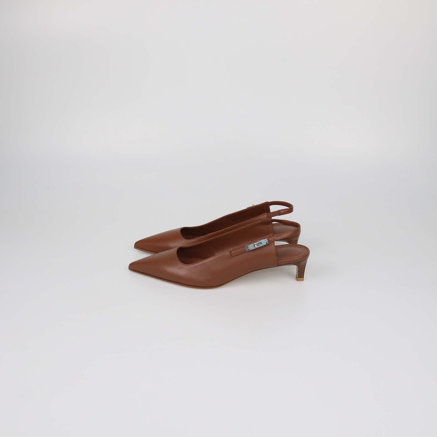 Hermes Gold Leather Lover 40 Slingback Pumps