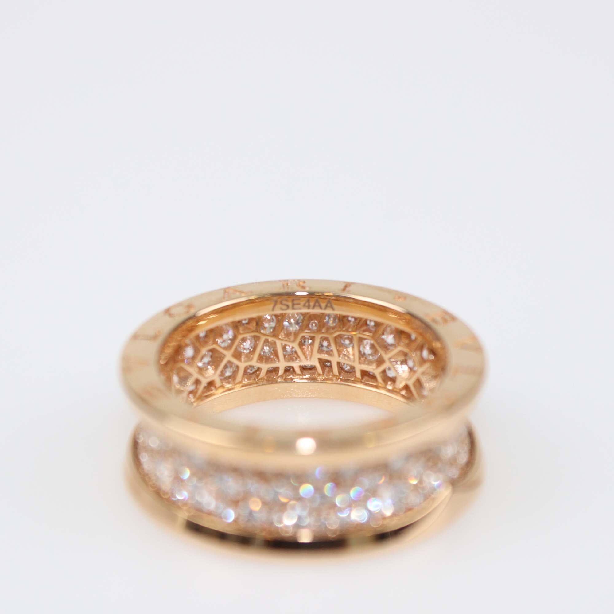 Bvlgari B.Zero1 Diamonds 18k Rose Gold Ring Size 56 Womens Bvlgari 