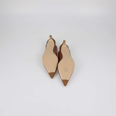Hermes Gold Leather Lover 40 Slingback Pumps