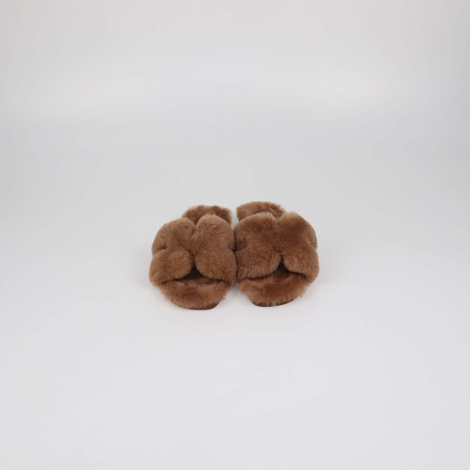 Hermes Gold Shearling Oran Sandals