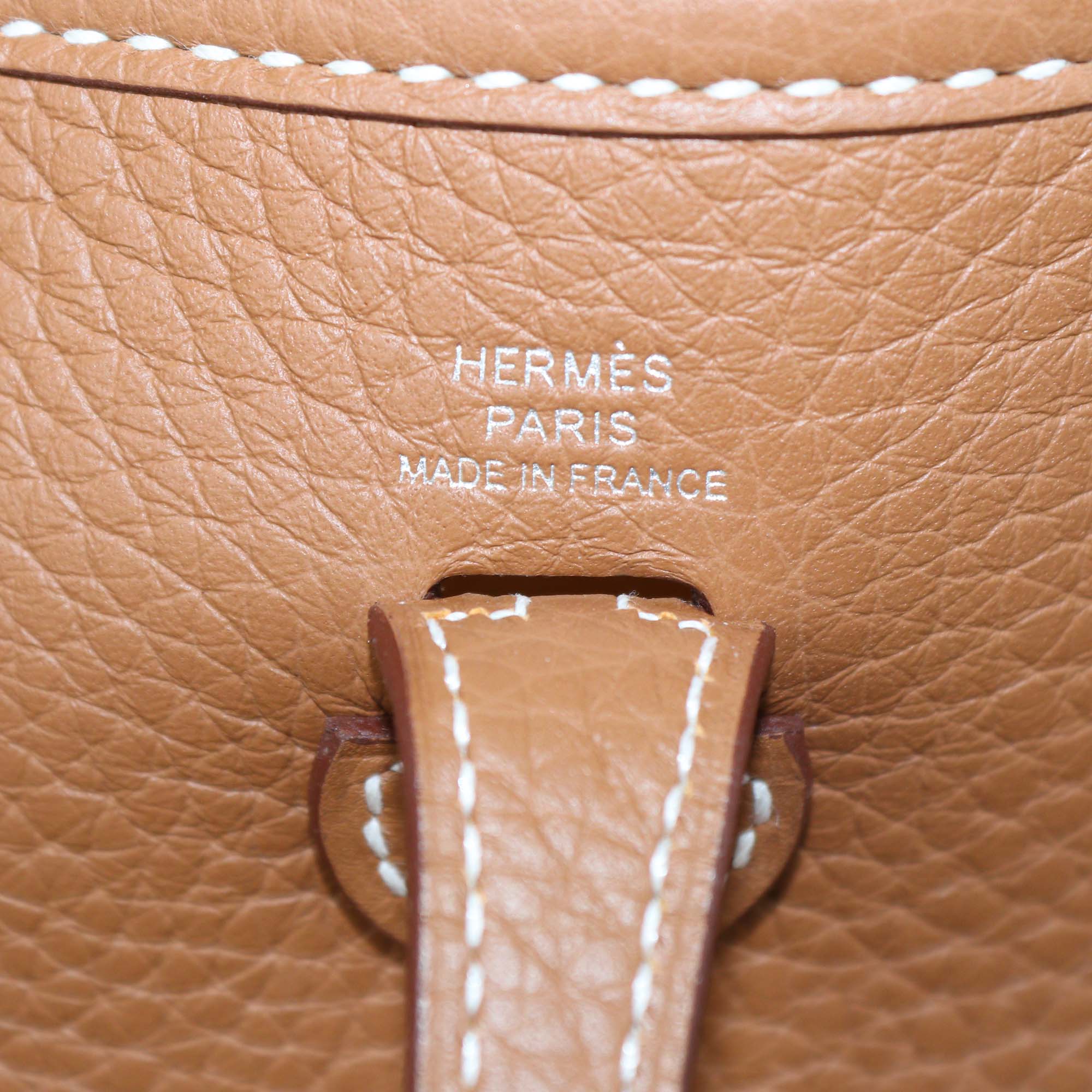 Hermes Gold Clemence Leather Evelyne TPM Bag