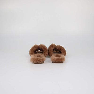 Hermes Gold Shearling Oran Sandals