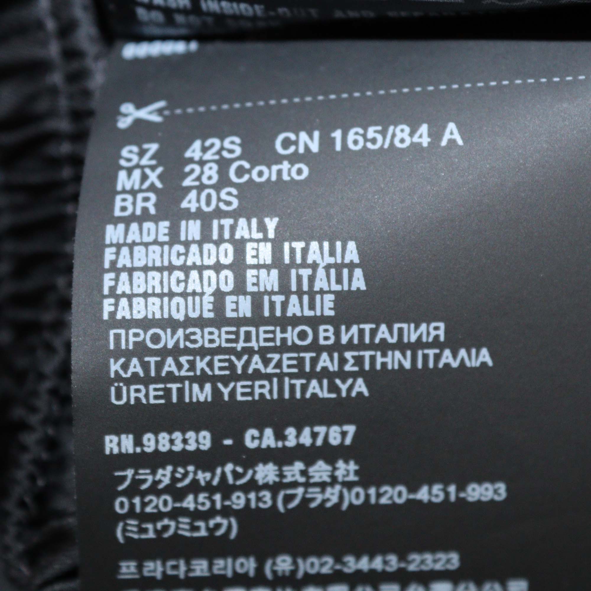 Prada Black Renylon Short Sleeve Belted Midi Dress