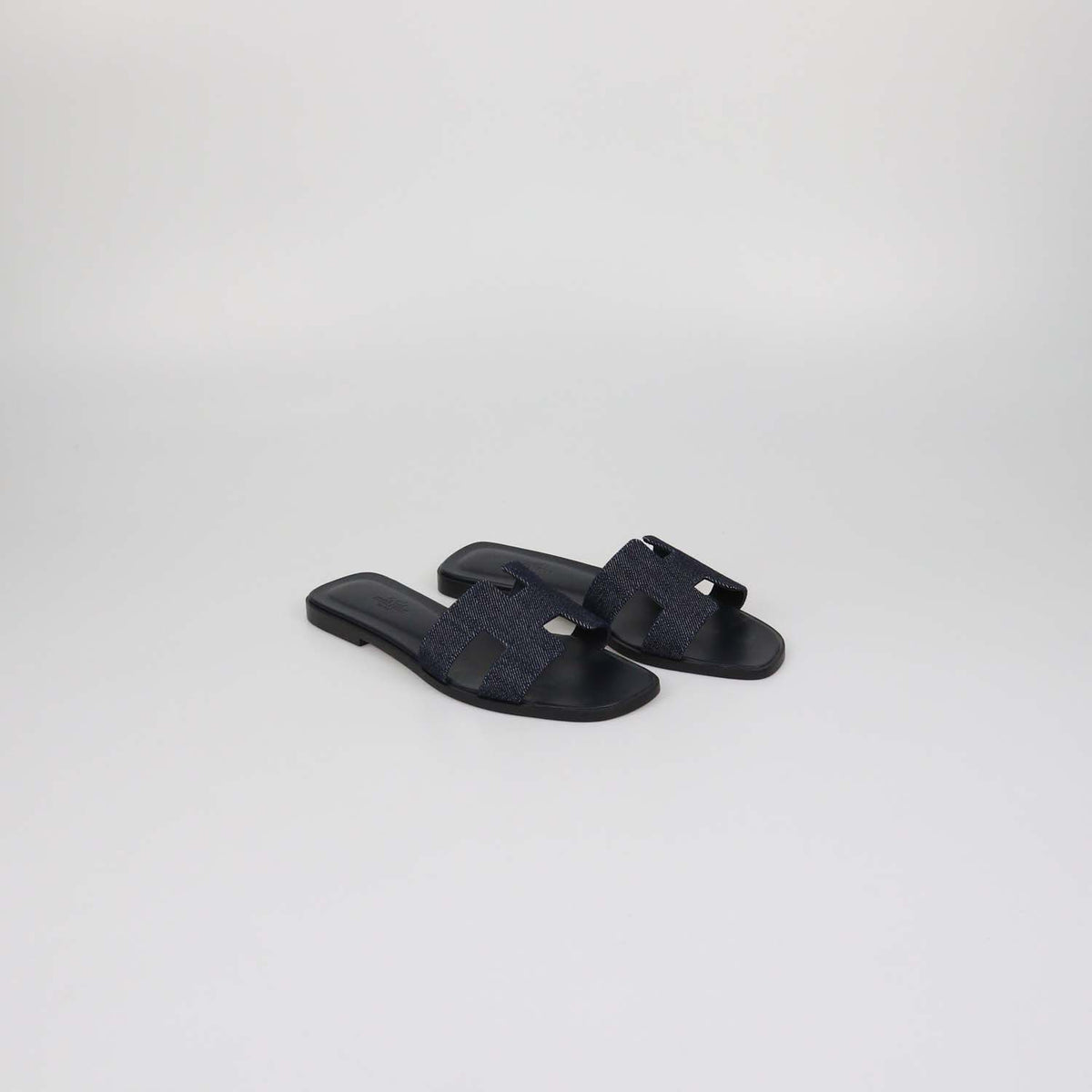 Hermes Navy Blue Denim Oran Sandals