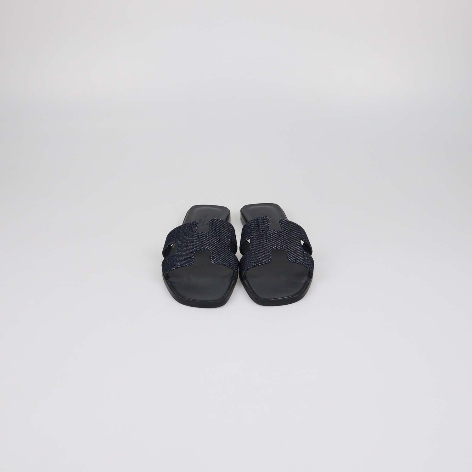 Hermes Navy Blue Denim Oran Sandals