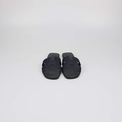 Hermes Navy Blue Denim Oran Sandals