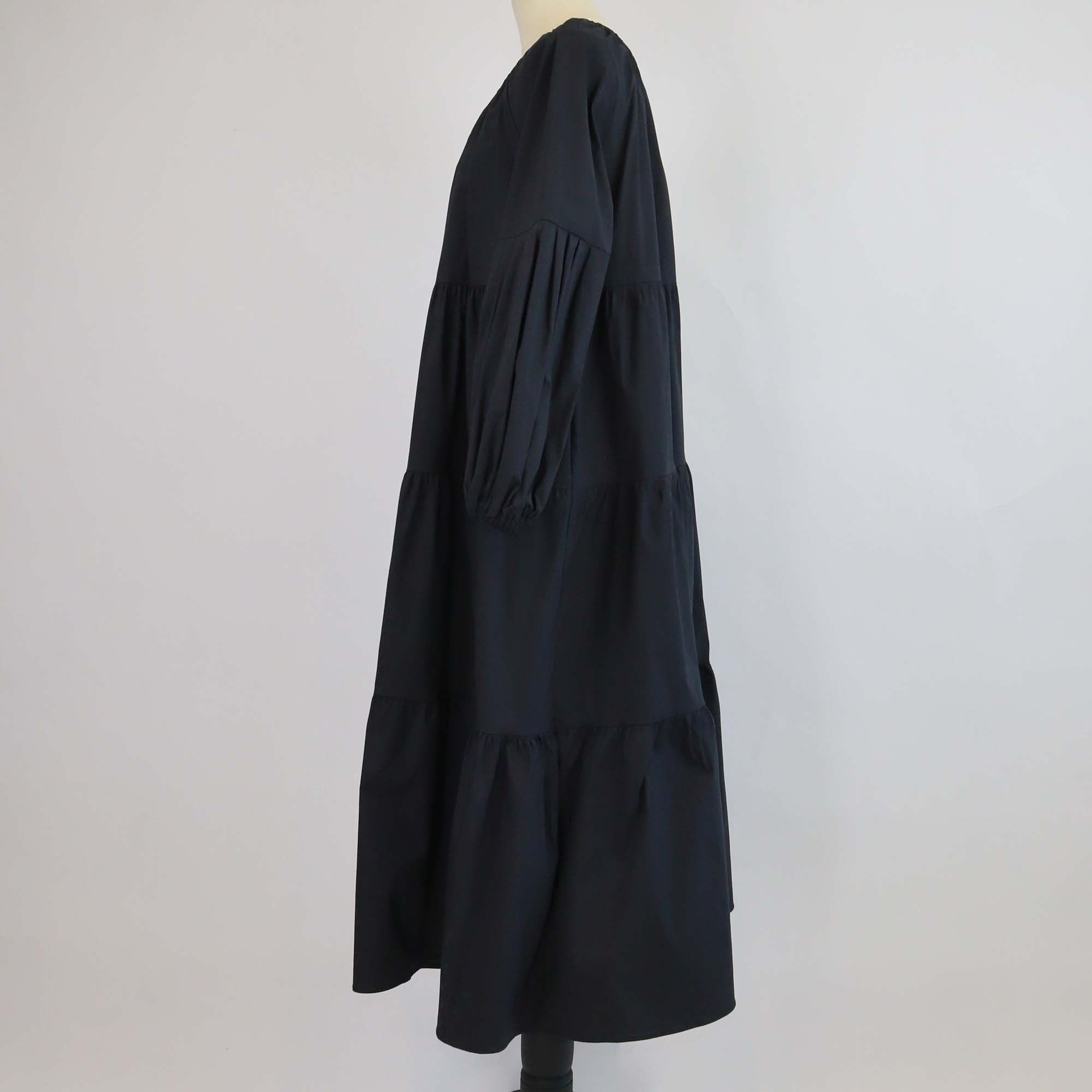 Liviana Conti Black Cotton Poplin Nilufar Midi Dress