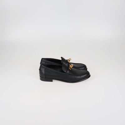 Hermes Black Leather Destin Loafers