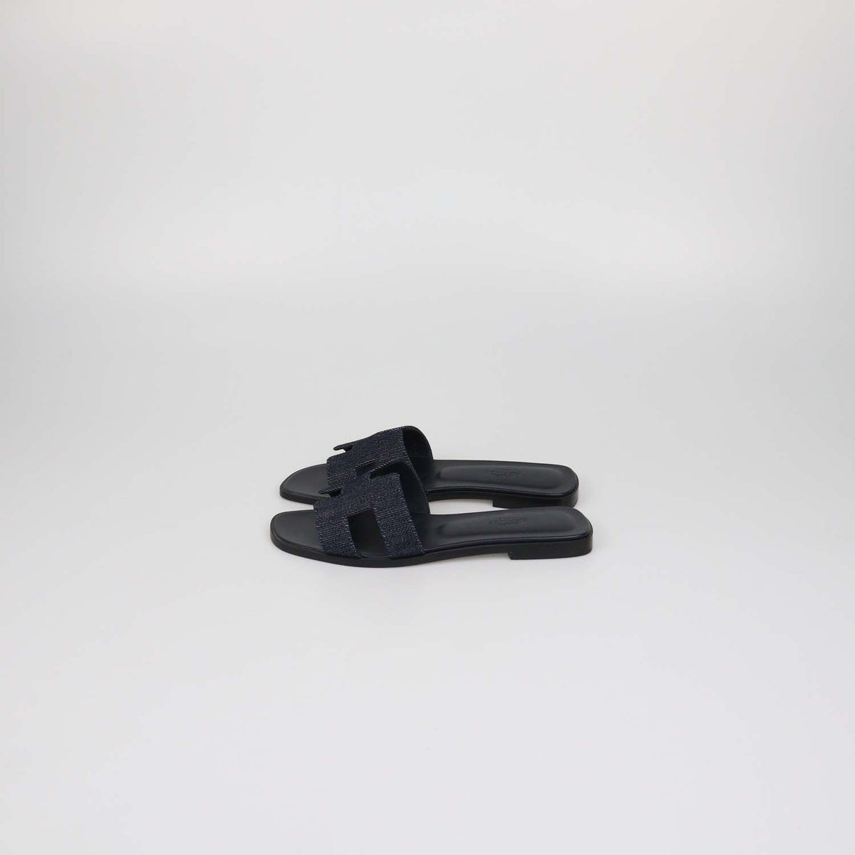 Hermes Navy Blue Denim Oran Sandals