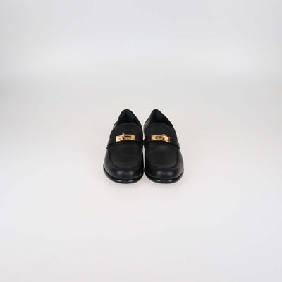 Hermes Black Leather Destin Loafers