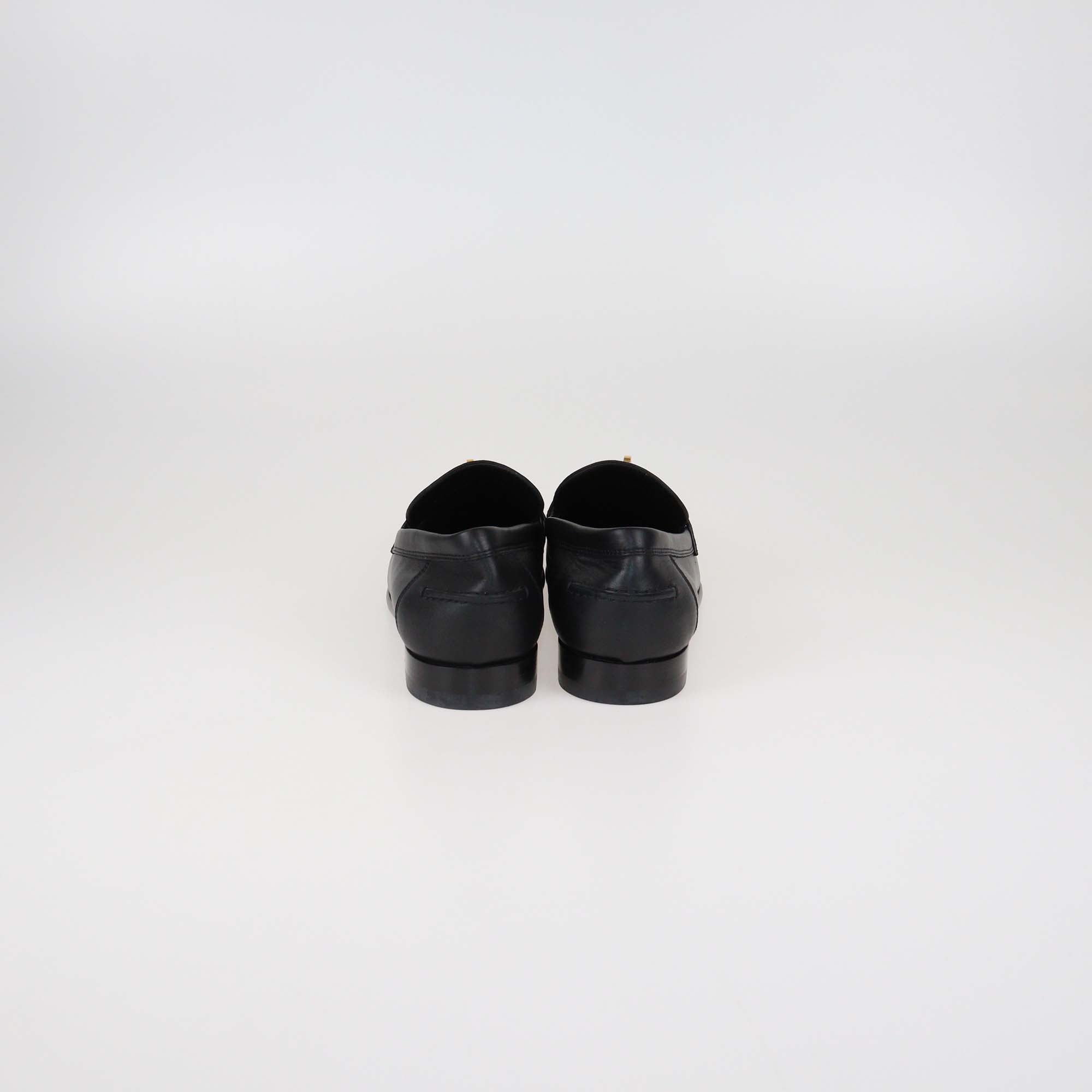 Hermes Black Leather Destin Loafers
