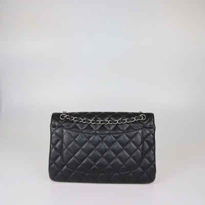 Chanel Black Quilted Caviar Leather Jumbo Classic Double Flap Bag