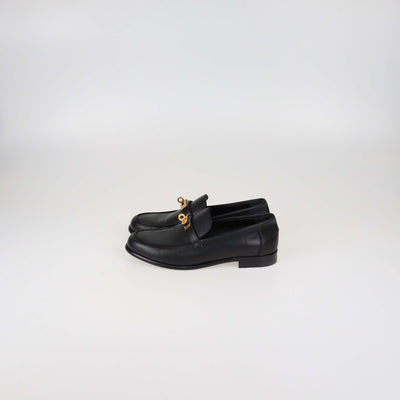 Hermes Black Leather Destin Loafers