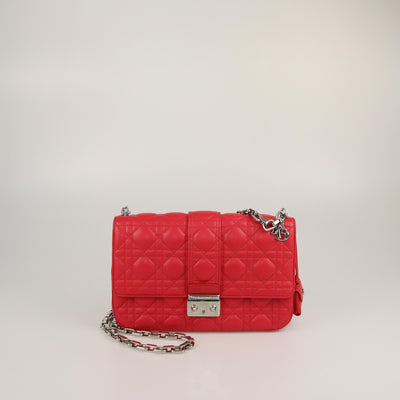 Christian Dior Red Cannage Medium Miss Dior Flap Bag Womens Christian Dior 