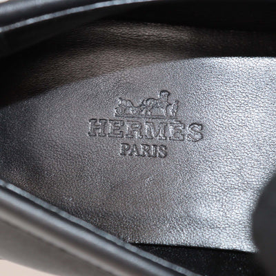 Hermes Black Leather Destin Loafers